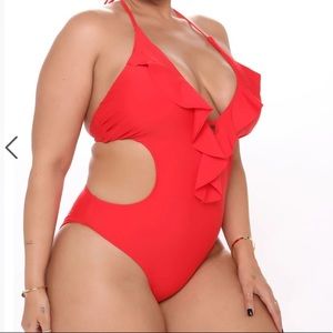 RED Ruffle Mono-kini Swimsuit 2X NWT